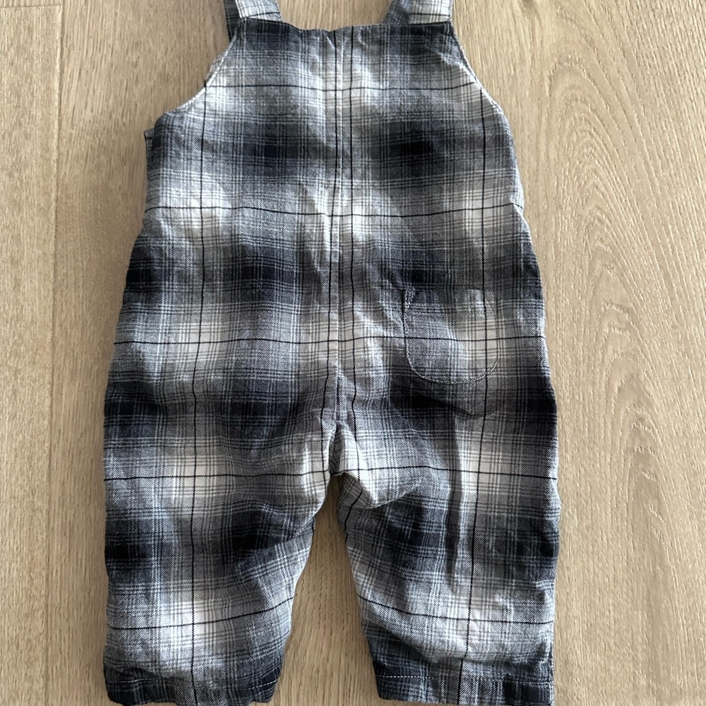 Janie and Jack plaid overalls